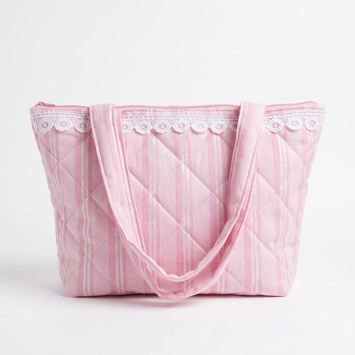 Pink Lace Quilted Tote
